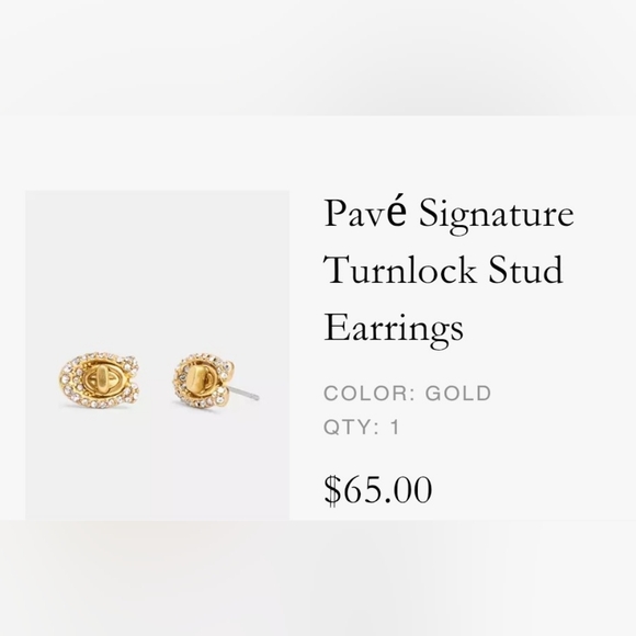 COACH SIGNATURE PAVE' TURNLOCK STUD EARRINGS - Picture 2 of 3